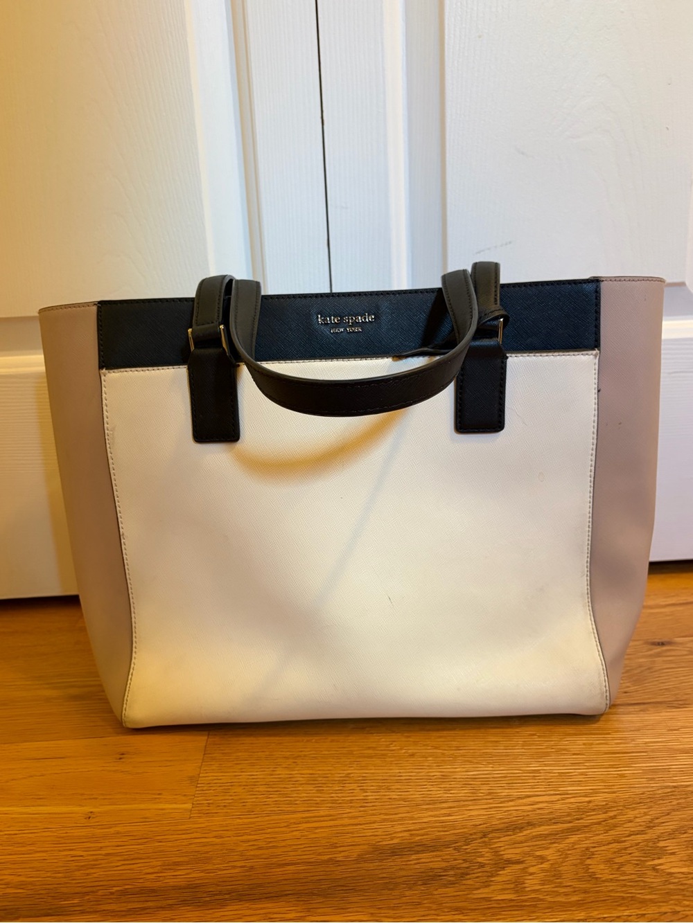 kate spade Cream, Taupe & Black Canvas Tote